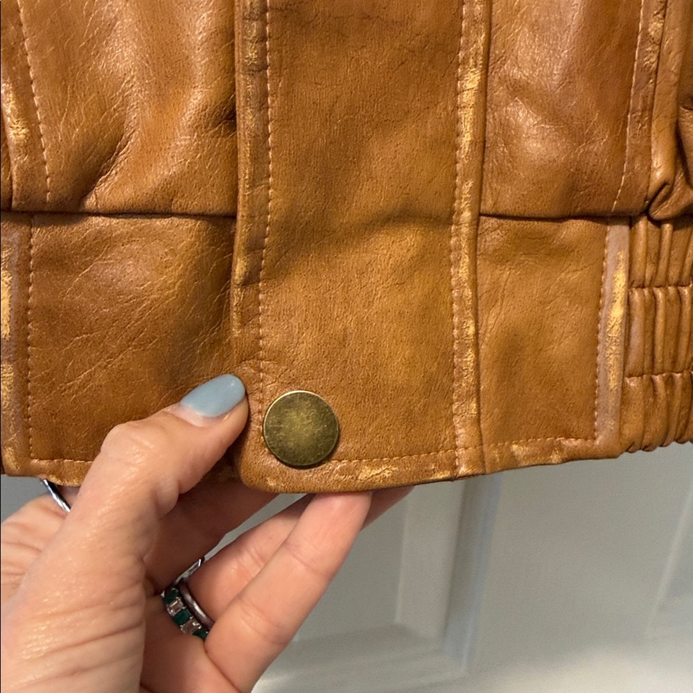 Women’s  12th tribe Brown vegan Leather Jacket - Picture 7 of 9